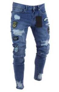 Men Ripped Patched Skinny Jeans