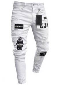 ClassDim Men's Holes Skinny Jeans