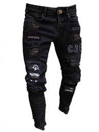 Men Ripped Patched Skinny Jeans