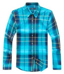 Small Pony Blue Men Long Sleeve Check Shirt