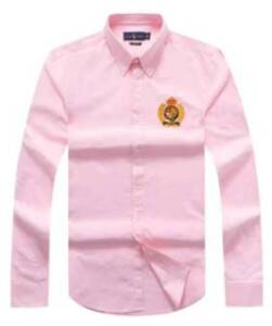Embroidered Polo Ralph Lauren Badge Long Sleeve Pink Oxford Shirt