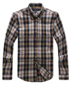 Polo RL Long Sleeve Brown Check Men shirt
