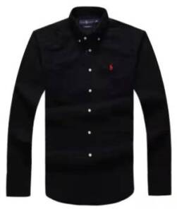 Polo Ralph Lauren Custom Fit Plain Black Long Sleeve Oxford Shirt