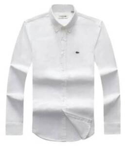 Lacoste Men's White Long Sleeve Oxford Shirt.