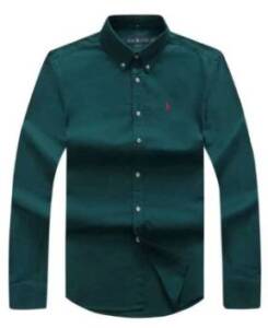 Polo Ralph Lauren Custom Fit Plain Green Long Sleeve Oxford Shirt