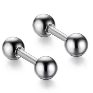 Minimal Silver Reversible Ball Screw Stud Earrings