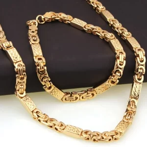 Gold Byzantine Necklace and Bracelet Set