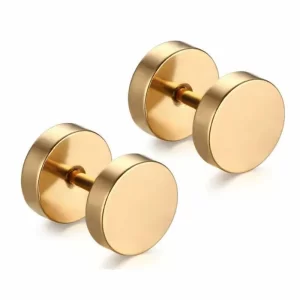 Stainless Steel Gold 8mm Reversible Screw Back Earring