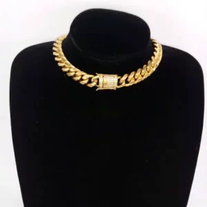 14mm Gold Stainless Cuban Choker Chain