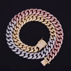 Iced Out Trio tone Miami Cuban Link Chain