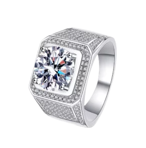925 Sterling Silver Micro Paved VVS Moissanite Diamond Ring
