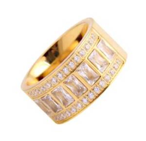 Gold Ultra Wide Baguette Diamond Band