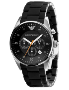 EMPORIO ARMANI AR5858 BLACK SPORTS SILICONE QUARTZ CHRONOGRAPH WATCH