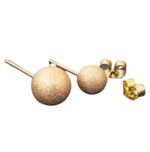 Gold Matte Finish Simple Ball Stud Earring