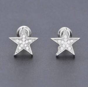 Silver Lab Diamond Star Earring