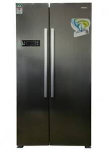 BRUHM SIDE BY SIDE REFRIGERATOR BFX-436ENG 436LTS BLACK GLASS DOOR