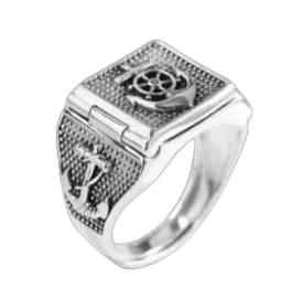 925 Sterling Silver Sailor Anchor Signet Ring