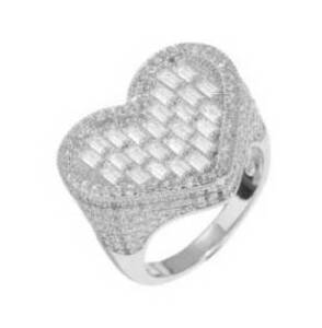 Iced Out Bagguette Heart Statement Ring