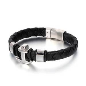 Punk jewelry leather bracelet retro men's anchor leather bracelet