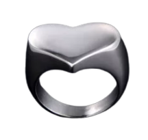 Silver Heart Signet Ring