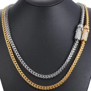 6mm Gold Stainless Iced Out Clasp Franco Link Chain