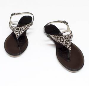 Studded Flat PVC Sandals – Black