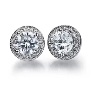Simple 8mm Micro Inlaid Silver Stud Earring