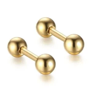 Gold Simple Reversible Ball Screw Earrings