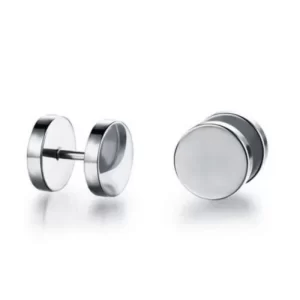 Silver Stainless Steel 8mm Reversible Screw Back Earring