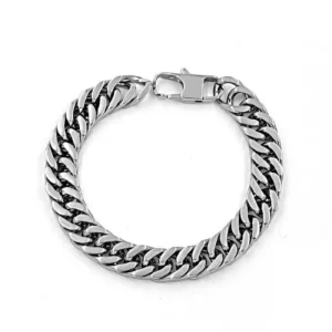 Simple Silver Steel Cuban Bracelet