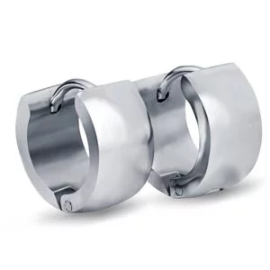 Gold Stainless Steel Plain Huggie Hoop Earrings