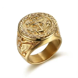 Gold Anchor Sailor Lifestyle Ring