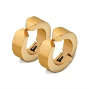 Gold Stainless Steel Clip On Hoop Earrings (No piercing)