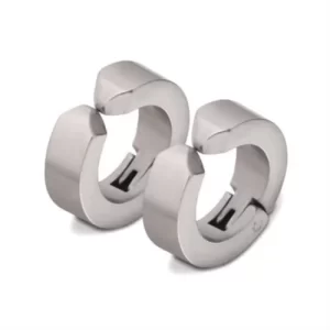 Silver Stainless Steel Clip Hoop Earrings (No piercing)