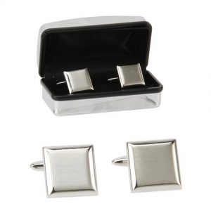 HARVEY MAKIN CL285 MEN’S PLAIN SQUARE CUFFLINKS IN ENGRAVABLE BOX