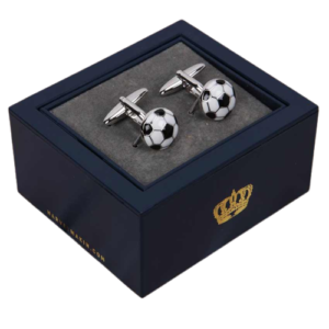 HARVEY MAKIN HM179 RHODIUM PLATED CUFFLINKS FOOTBALLS