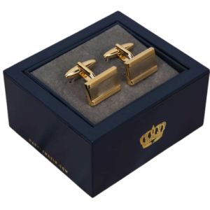 HARVEY MAKIN HM1878 NICKEL PLATED SHINY BRUSHED GOLD PAIR CUFFLINKS
