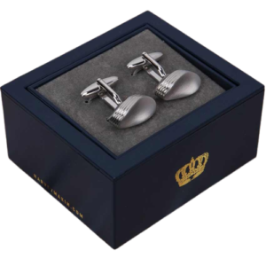 HARVEY MAKIN HM1881 MEN’S BRUSHED RHODIUM FINISH CUFFLINKS