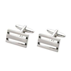 HARVEY MAKIN HM2257 BRUSHED RHODIUM OBLONG CUFFLINKS