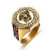 Gold 3D Greek Line Medusa Ring