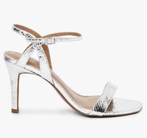 NEXT SILVER ANKLE STRAP HEELED SANDAL