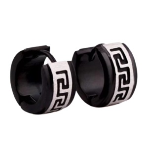 Black Stainless Matte Greek Wall Huggie Hoops Earring