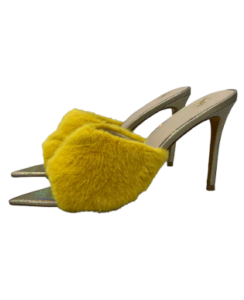 ARETHA BAWENS YELLOW FUR POINTED MULE