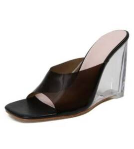 Women’s Clear Perspex Mule With Wedge Heel – Black
