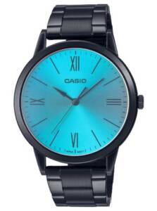 CASIO MTP-E600B-2BDF MEN’S BLACK STAINLESS STEEL BLUE DIAL SMALL WATCH
