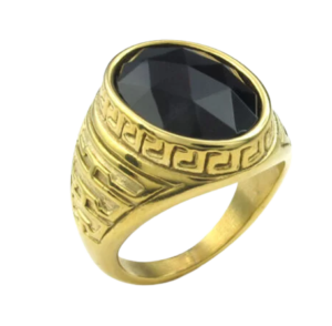 Black Oval Onyx Stone Ring