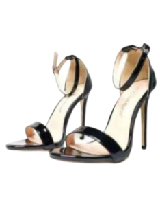 High heeled patent womens wedding sandals – Black