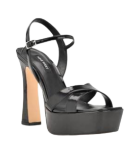 NINE WEST BLACK CROSS STRAP PLATFORM HEELED SANDAL