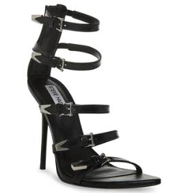 STEVE MADDEN BLACK MULTI STRAP ZIP STILLETO