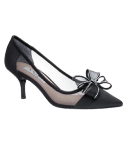 NINA BLACK MESH BOW DETAIL PUMP